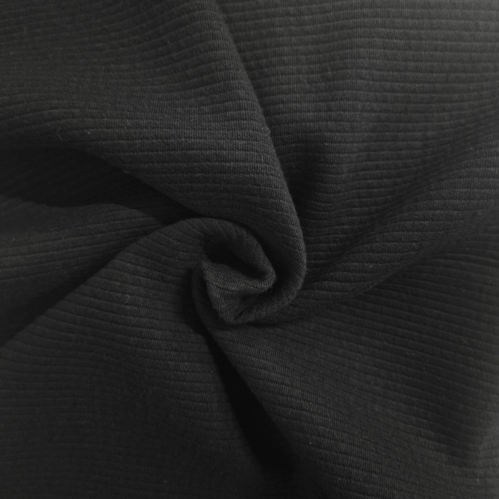 BLACK - Ribbed Cotton Sweater Knit Fabric