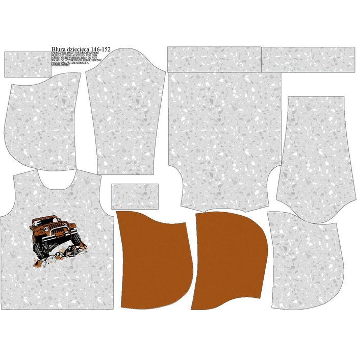 DĚTSKÁ MIKINA S KAPUCÍ (ALEX) - JEEP / TERRAZZO - teplákovina 146/152