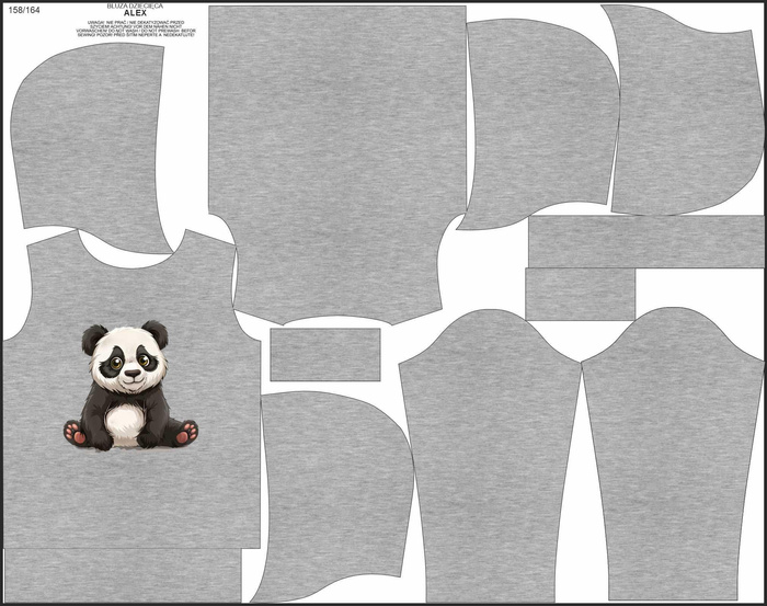 KID'S HOODIE (ALEX) - PANDA - looped knit fabric (122/128)