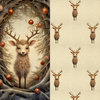 VINTAGE CHRISTMAS REINDEER VZ. 1 - Paneel (60cm x 50cm) Voděodolná tkanina Oxford