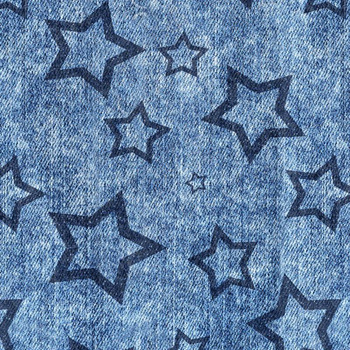 DARK BLUE STARS (CONTOUR) / vinage look jeans dark blue - Viscose jersey