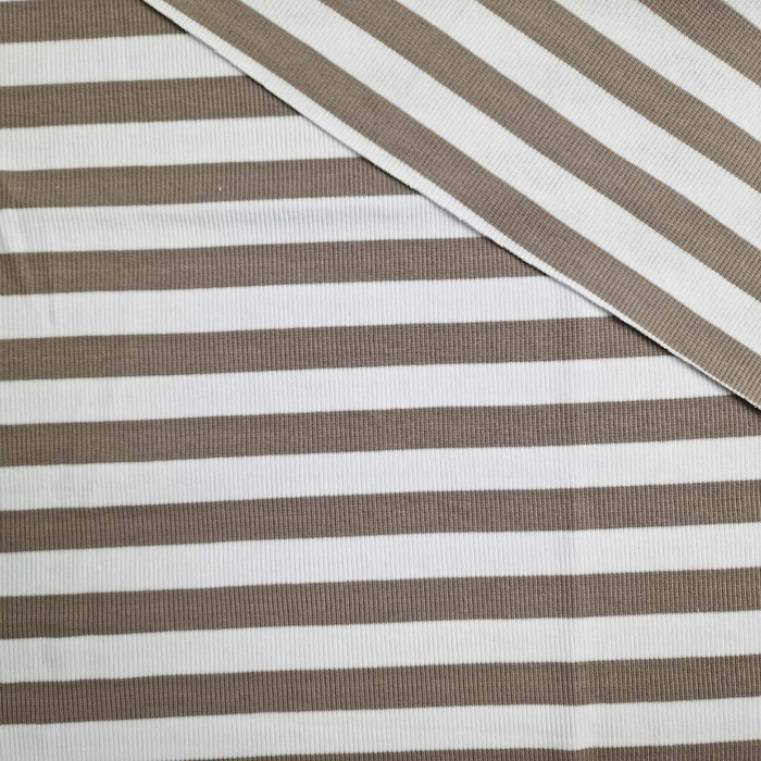 WHITE AND BEIGE - Ribbed knit fabric