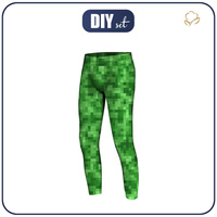 BOY'S THERMO LEGGINGS (HUGO) - PIXELS pat. 2 / green - sewing set 146