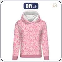 CLASSIC WOMEN’S HOODIE (POLA) - PIXELS pat. 2 / pink - looped knit fabric