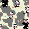 COWS ON BEIGE - Cotton muslin