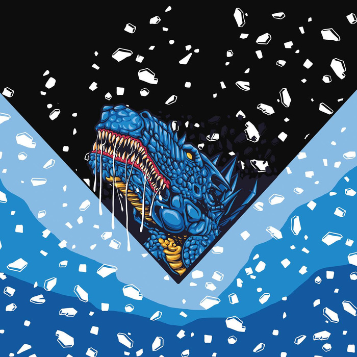 BLUE DRAGON PAT. 2 / black -  PANEL (60cm x 50cm) looped knit fabric with elastane ITY