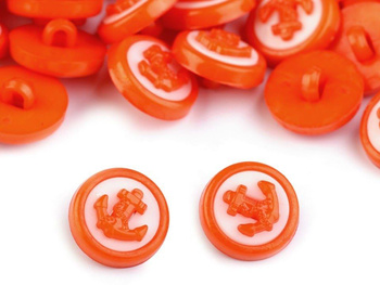 Kinderknopf rund Anker orange