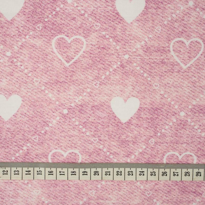 HEARTS AND RHOMBUSES / vinage look jeans (rose quartz) - Cotton woven fabric