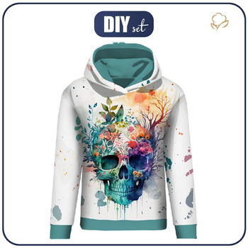 CLASSIC WOMEN’S HOODIE (POLA) - WATERCOLOR SKULL - sewing set