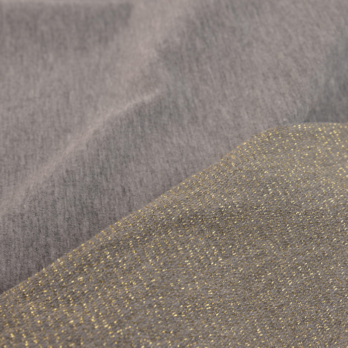 MELANGE LIGHT GRAY / gold - loopback knit fabric with lurex thread