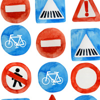 ROAD SIGNS (COLORFUL TRANSPORT) - single jersey with elastane