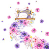SEWING MACHINE AND FLOWERS - panel (75cm x 80cm) SINGLE JERSEY PANEL