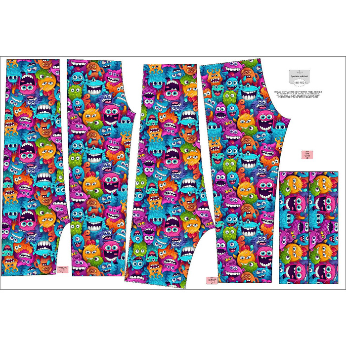 CHILDREN'S SOFTSHELL TROUSERS (YETI) - CRAZY MONSTERS PAT. 3 - sewing set (122/128)