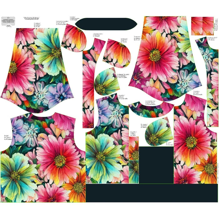 DÁMSKA BOMBER BUNDA (KAMA) - BAREVNÉ KVĚTY VZ. 1 XXL