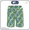 KID`S SHORTS (RIO) - MINI LEAVES AND INSECTS PAT. 6 (TROPICAL NATURE) / white - looped knit fabric (134/140)