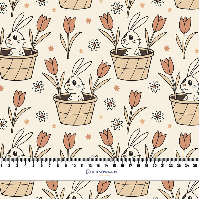 HAPPY BUNNY WZ. 3 - Cotton muslin
