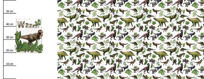 DINO PLANTS - SINGLE JERSEY PANORAMIC PANEL (60cm x 155cm) 