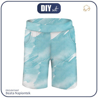 KID`S SHORTS (RIO) - BLUE WATERCOLOR - looped knit fabric (146/152)