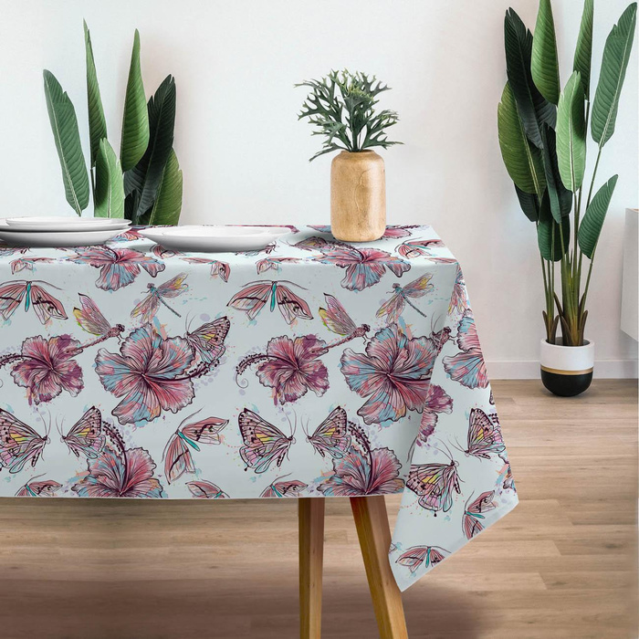 HIBISCUS AND BUTTERFLIES - single jersey with elastane 