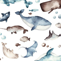 OCEANICZNY MIX (ŚWIAT OCEANU) - tkanina szybkoschnąca