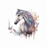 WATERCOLOR HORSE - Paneel (75cm x 80cm) bavlněná tkanina