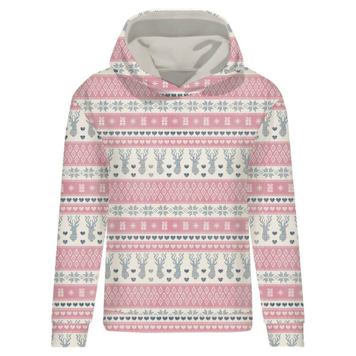 BLUZA DAMSKA (POLA) CLASSIC Z KAPTUREM - NORWESKI MIX wz. 1 (NORWESKIE WZORY) - dzianina pętelkowa - XS