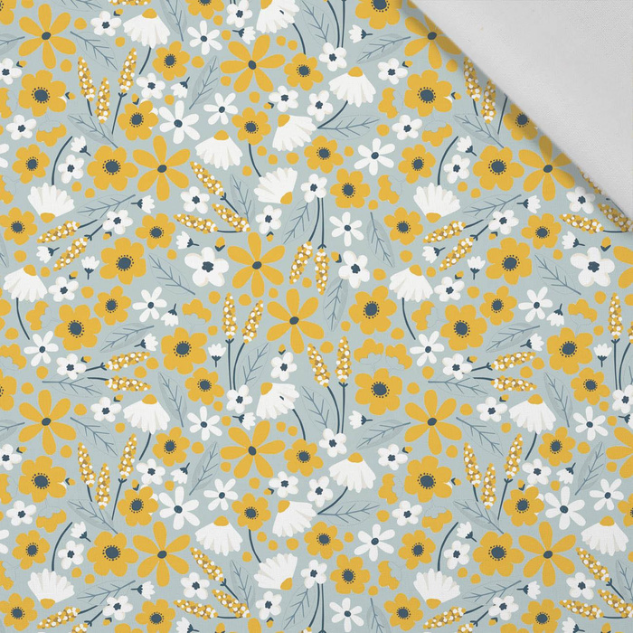SMALL FLOWERS pat. 2 / light grey - Cotton woven fabric