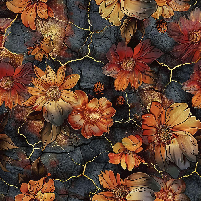 DENIM FLOWERS wz.2- Potahový velur 