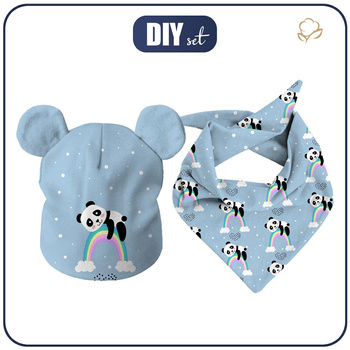 KID'S CAP AND SCARF (TEDDY) - PANDA ON A RAINBOW - sewing set
