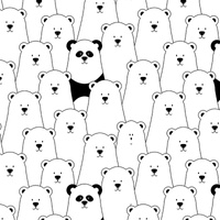FINDING PANDA / biały - tkanina bawełniana