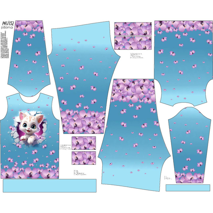 CHILDREN'S PAJAMAS " MIKI" - ANIMALS CRACKED pat.1 (cat) - sewing set (134/140)