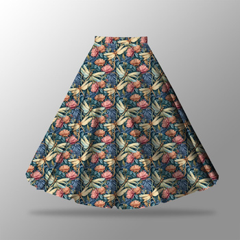 Skirt panel "MAXI" - Viscose jersey/ Butterfly & flowers wz.11