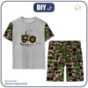CHILDREN'S PAJAMAS "ADA" - TRACTOR GREEN  / melange light grey - sewing set