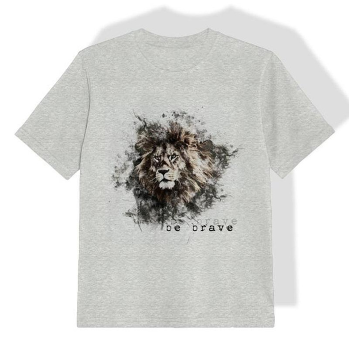 KID’S T-SHIRT- BE BRAVE (BE YOURSELF) - melange light grey-  single jersey