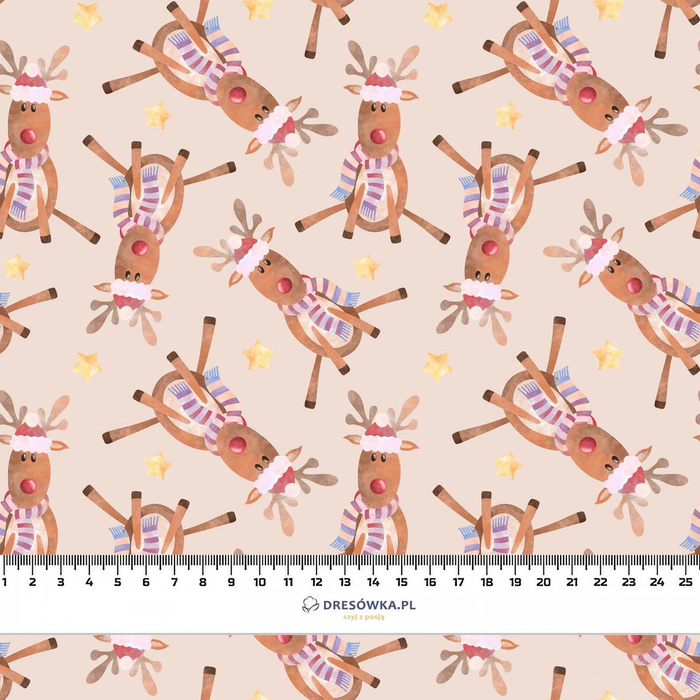 RENIFERY / GWIAZDKI (ŚWIĄTECZNE RENIFERY) - dzianina drapana z elastanem ITY