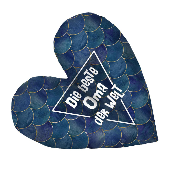 DEKO-KOPFKISSE HERZ - Die beste Oma der Welt / FISCHSCHUPPEN 