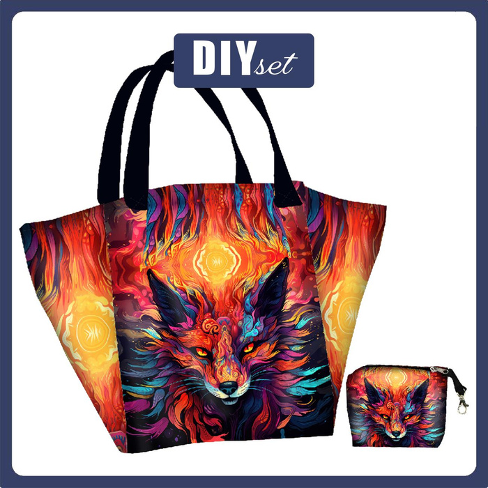 Taška XL s sáčkem 2 v 1 - COLORFUL FOX - sada siti