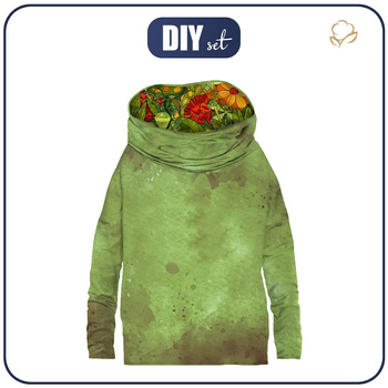 SNOOD SWEATSHIRT (FURIA) - OLIVE SPECKS / flower jungle - sewing set