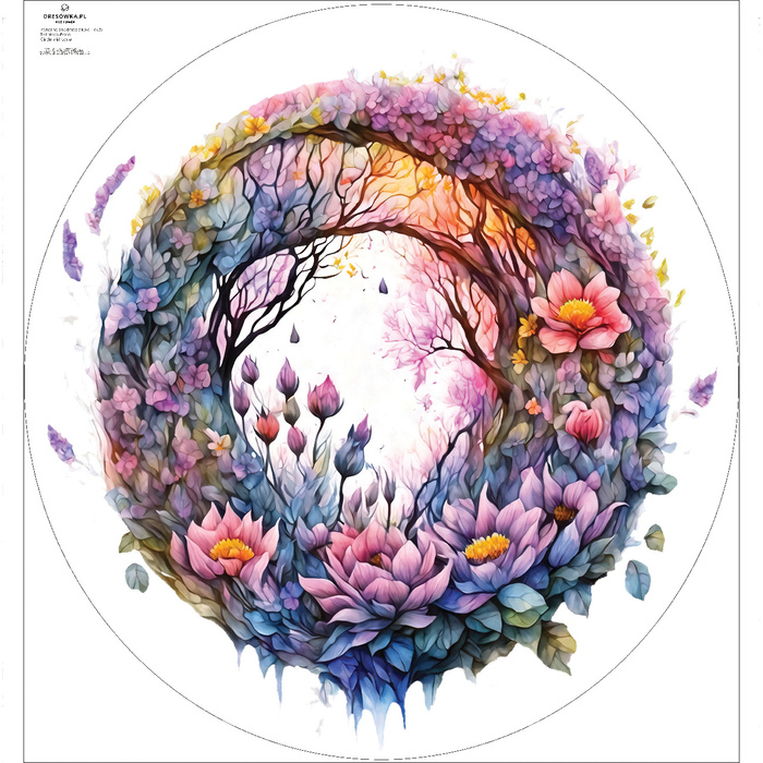 Duży panel na spódnicę z koła - KREPA - WATERCOLOR FLORAL WZ. 10