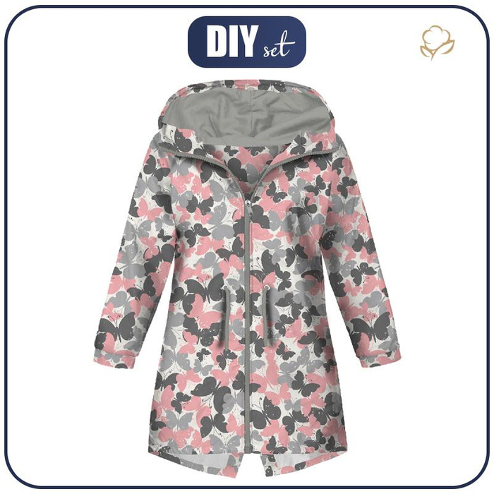 KIDS PARKA (ARIEL) - BUTTERFLIES / pink - softshell (98/104)