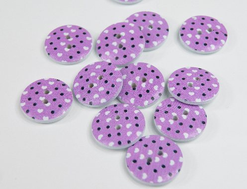 Holzknöpfe Herz - LILA HELL (PLUM)