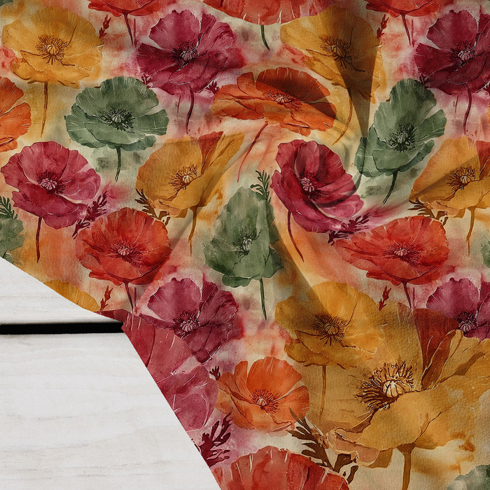 FLOWERS PAPAYA ORANGE WZ. 2 - Crepe