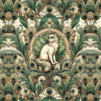 ART NOUVEAU CATS & FLOWERS PAT. 1 -  PANEL (60cm x 50cm) brushed knitwear with elastane ITY