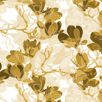 MAGNOLIAS pat. 1 (gold) - Viscose jersey