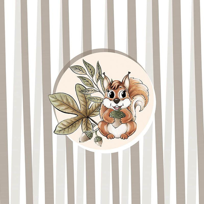 VEVERKY V LISTECH (PODZIM V LESE ) - panel 50cm x 60cm - single jersey 