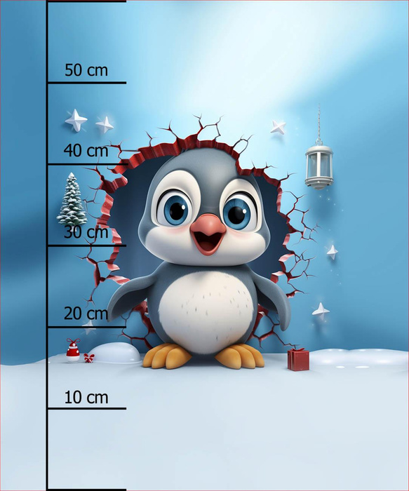 HAPPY PENGUIN - panel (60cm x 50cm) looped knit