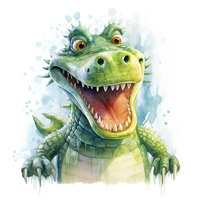 WATERCOLOR CROCODILE - panel (75cm x 80cm) Waterproof woven fabric