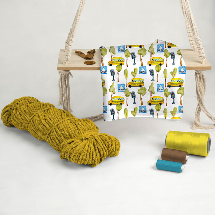 SCHOOL BUSSES (COLORFUL TRANSPORT) - looped knit fabric