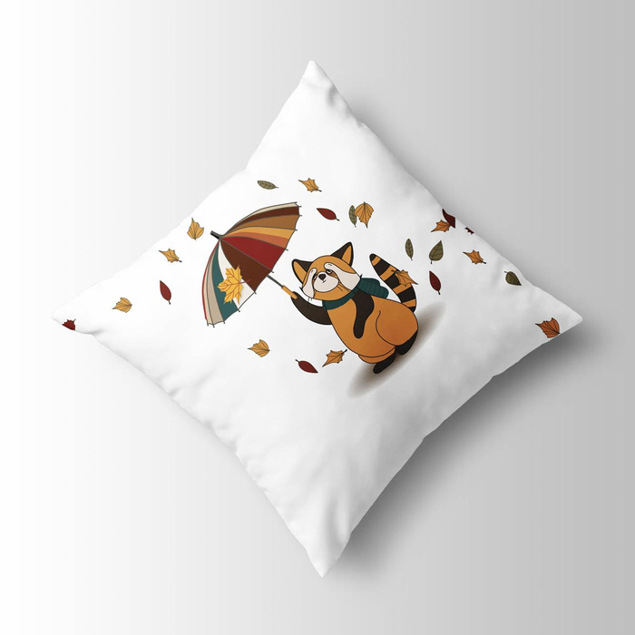 RED PANDA WITH AN UMBRELLA (RED PANDA’S AUTUMN)  - panel (60cm x 50cm)