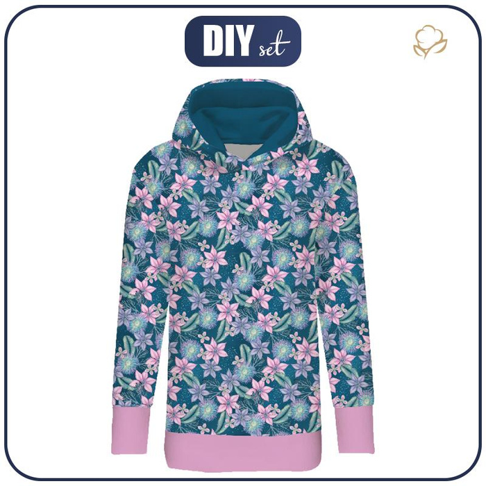 DÁMSKA MIKINA (POLA) CLASSIC S KAPUCÍ - DOPIS V LAHVĚ (mořský svět) -  teplákovina- S